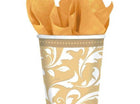 9oz Gold Elegant Scroll Cup - SKU:583851 - UPC:013051353117 - Party Expo