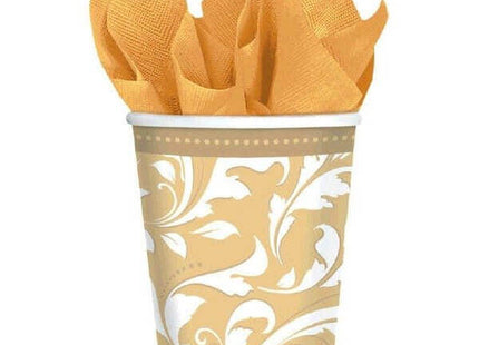 9oz Gold Elegant Scroll Cup - SKU:583851 - UPC:013051353117 - Party Expo