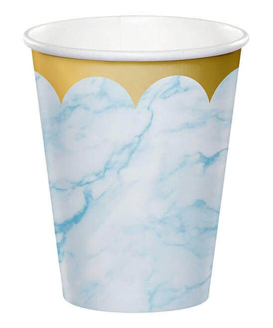 9oz "Oh Baby" Marble Plastic Cups - Blue (8ct) - SKU:353976 - UPC:039938837112 - Party Expo