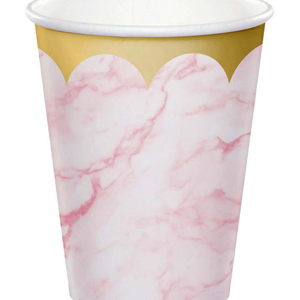 9oz "Oh Baby" Marble Plastic Cups - Pink (8ct) - SKU:353967 - UPC:039938837020 - Party Expo