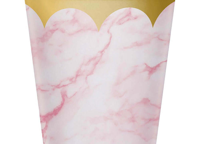 9oz "Oh Baby" Marble Plastic Cups - Pink (8ct) - SKU:353967 - UPC:039938837020 - Party Expo