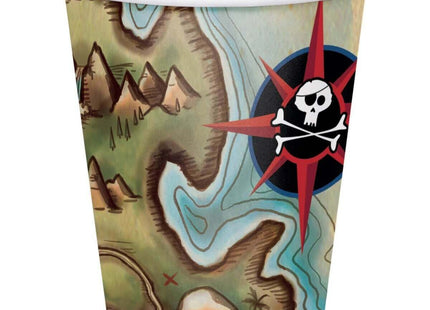 9oz Pirates Map Cups (8ct) - SKU:375969 - UPC:039938217563 - Party Expo