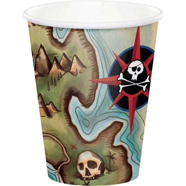9oz Pirates Map Cups (8ct) - SKU:375969 - UPC:039938217563 - Party Expo