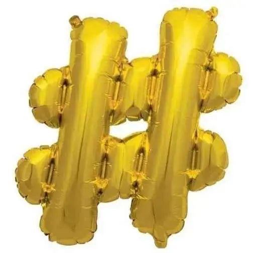 Anagram - 16" Hashtag Sign Mylar Balloon - Gold Party Expo  
