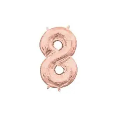 Anagram - 16" Number '8' Mylar Balloon - Rose Gold (Air-Filled) Party Expo  
