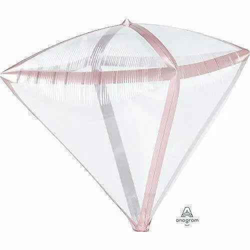Anagram - 17" Clear Rose Gold Trim Diamondz Balloon #274 Party Expo  