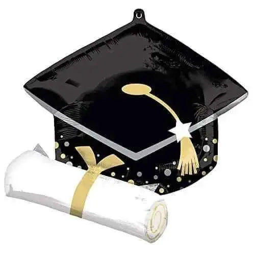 Anagram - 25" Black Grad Cap & White Diploma Mylar Balloon - G12 Party Expo  