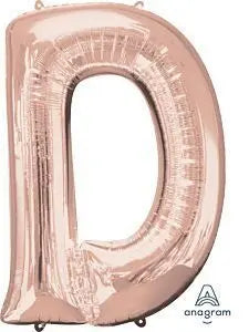 Anagram - 34" Letter 'D' Mylar Balloon - Rose Gold Party Expo