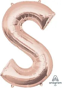 Anagram - 34" Letter 'S' Mylar Balloon - Rose Gold Party Expo  