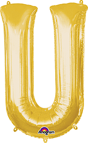 Anagram - 34" Letter 'U' Mylar Balloon - Gold Party Expo  