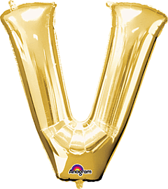 Anagram - 34" Letter 'V' Mylar Balloon - Gold Party Expo  