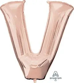 Anagram - 34" Letter 'V' Mylar Balloon - Rose Gold Party Expo  