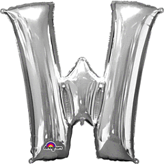 Anagram - 34" Letter 'W' Mylar Balloon - Silver Party Expo  