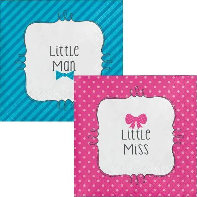 Baby Shower - 'Bow Or Bowtie?' Beverage Napkins (16ct) - Party Expo