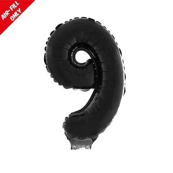 Balloon on Stick - 16" Black Number 9 Party Expo  