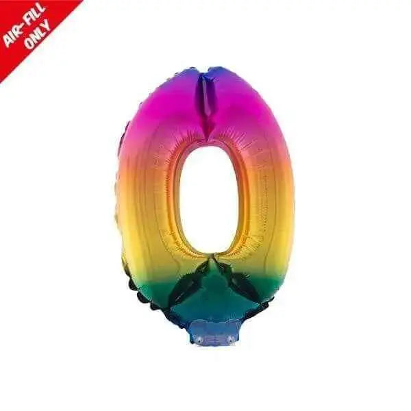 Balloon on Stick - 16" Rainbow Number 0 Party Expo  