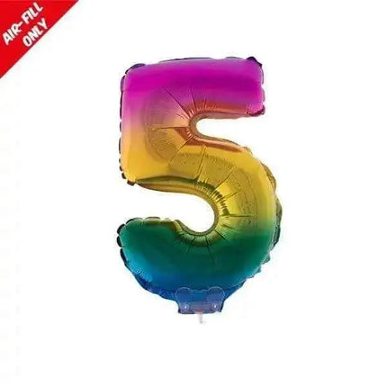 Balloon on Stick - 16" Rainbow Number 5 Party Expo  