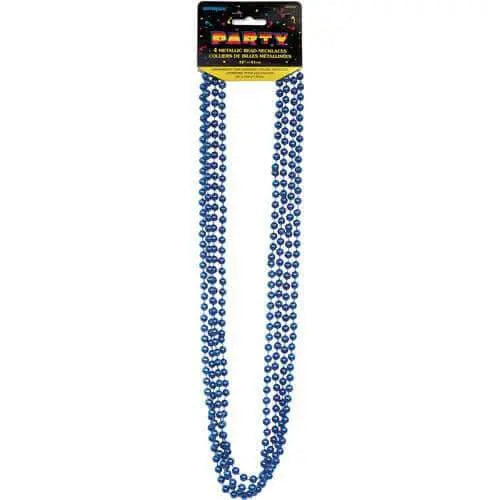 Bead Necklace-Blue Metallic - Party Expo