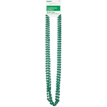 Bead Necklace-Green Metallic - Party Expo
