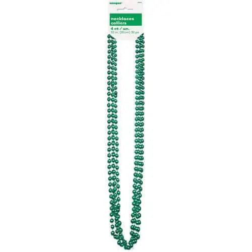 Bead Necklace-Green Metallic - Party Expo
