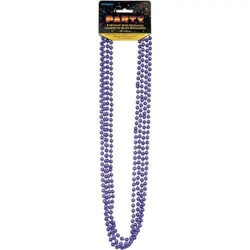 Bead Necklace-Purple Metallic - Party Expo