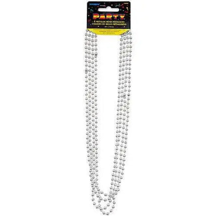 Bead Necklace-Silver Metallic - Party Expo