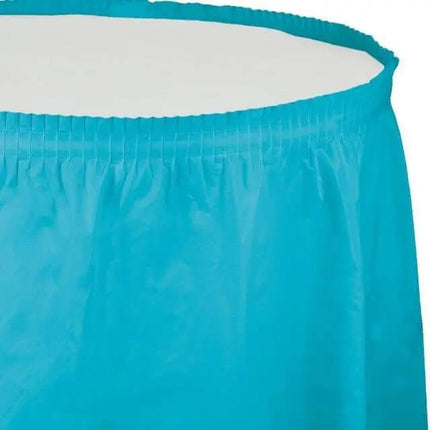 Bermuda Blue Plastic Tableskirt - Party Expo