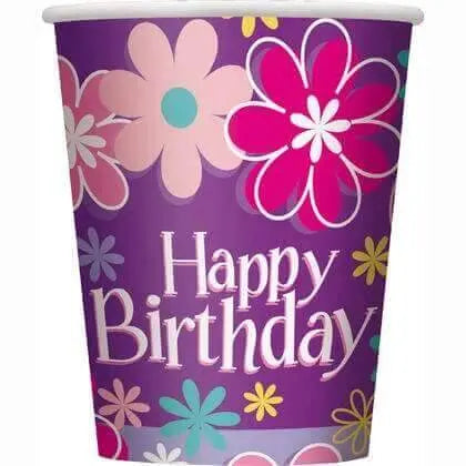 Birthday Blossom - 9oz Paper Cups (8ct) - Party Expo