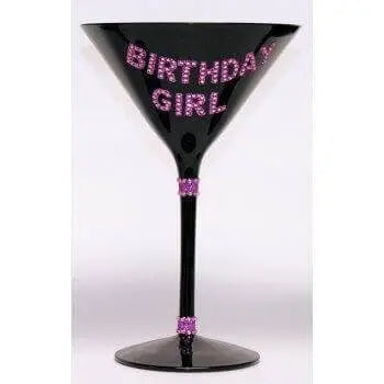Birthday Girl Martini Glass - Black & Pink - Party Expo