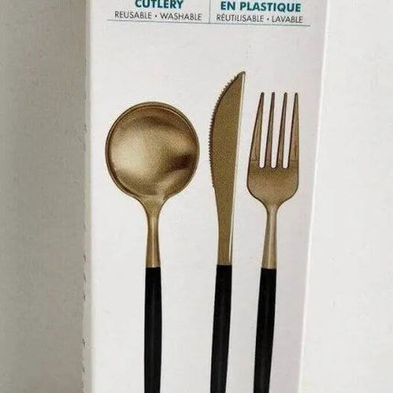 Black And Gold Assorted Cutlery (12 Pieces) - Party Expo