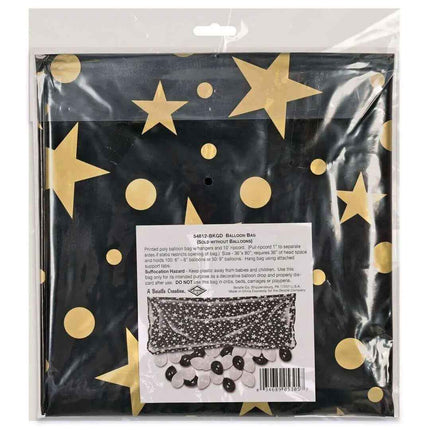 Black And Gold Plastic Balloon Bag Party Expo  