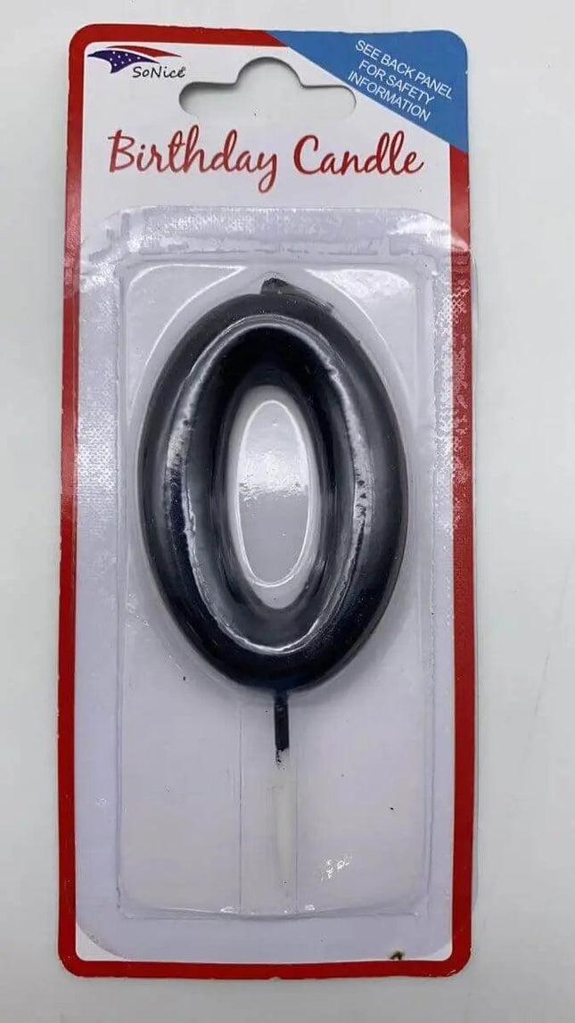 Black Birthday Candle - #0 - Party Expo