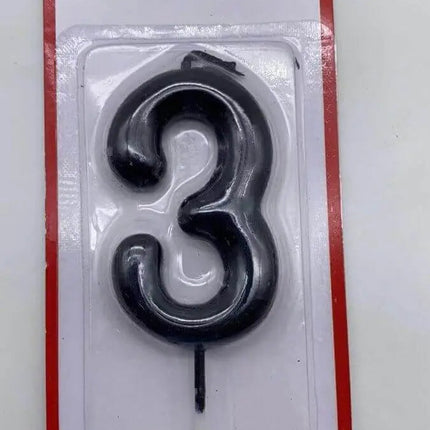 Black Birthday Candle - #3 - Party Expo