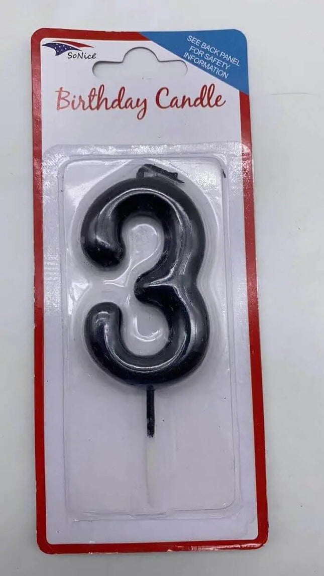 Black Birthday Candle - #3 - Party Expo