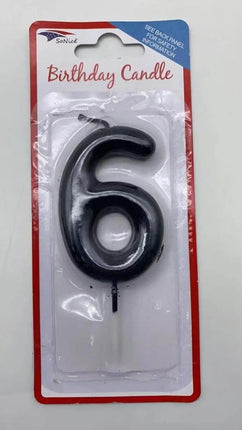 Black Birthday Candle - #6 - Party Expo