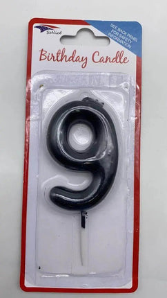 Black Birthday Candle - #9 - Party Expo