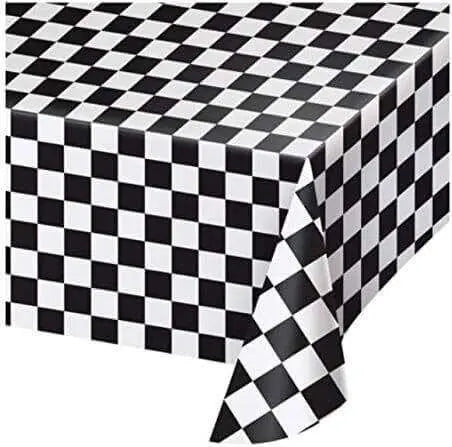 Black Checkered Plastic Tablecover 54*108 - Party Expo