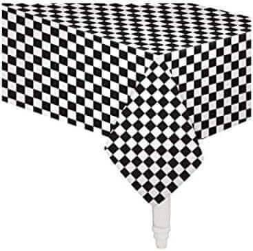 Black Checkered Plastic Tablecover 54*108 - Party Expo