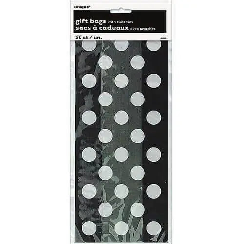 Black Dots Cello Bags (20ct) - Party Expo