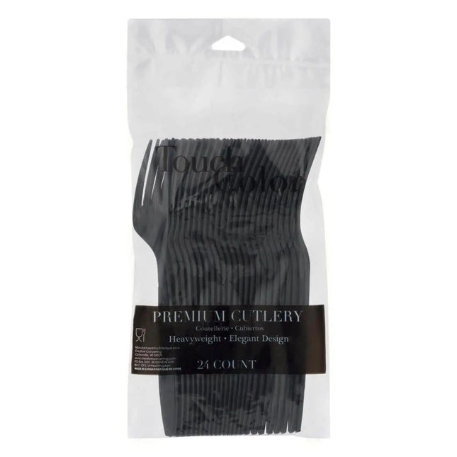 Black Velvet Plastic Forks - Party Expo