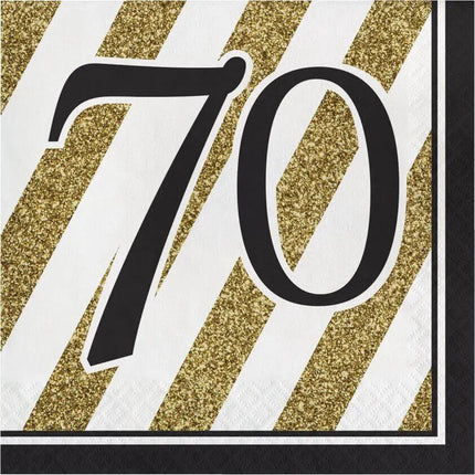 Black & Gold "70" Lunch Napkins (16ct) Party Expo  