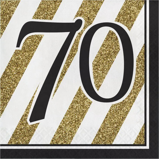 Black & Gold "70" Lunch Napkins (16ct) Party Expo  