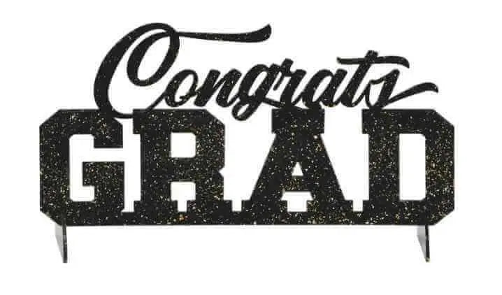 Black w/ Gold Flakes Graduation Centerpiece - Party Expo