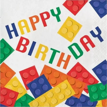 Block Party - Happy Birthday Lunch Napkins (16ct) - Party Expo