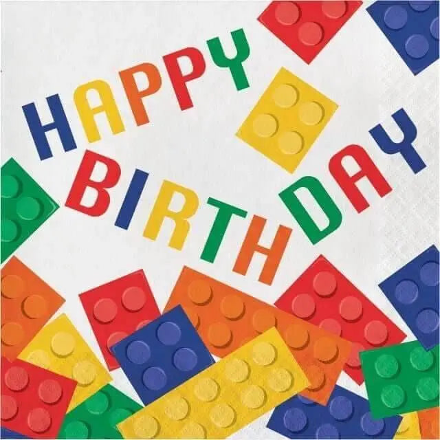 Block Party - Happy Birthday Lunch Napkins (16ct) - Party Expo
