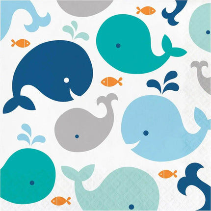 Blue Baby Whale Luncheon Napkins (16ct) - Party Expo