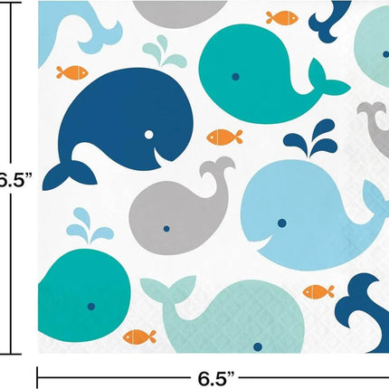 Blue Baby Whale Luncheon Napkins (16ct) - Party Expo