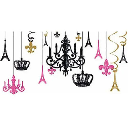 Bridal Shower - "A Day in Paris" Glitter Chandelier Decorating Kit (17pcs) Party Expo  