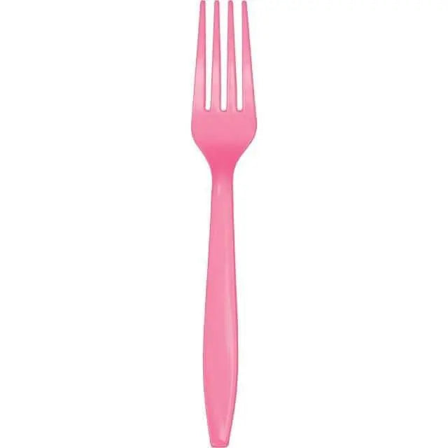 Candy Pink Plastic Forks - Party Expo