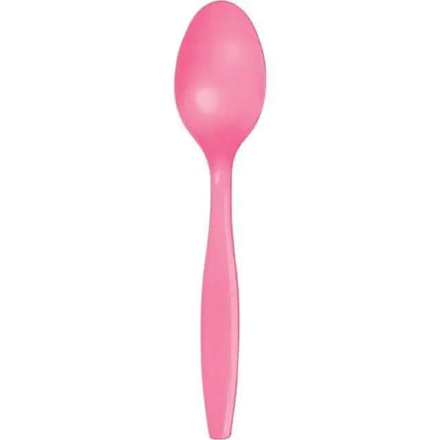 Candy Pink Plastic Spoons - Party Expo